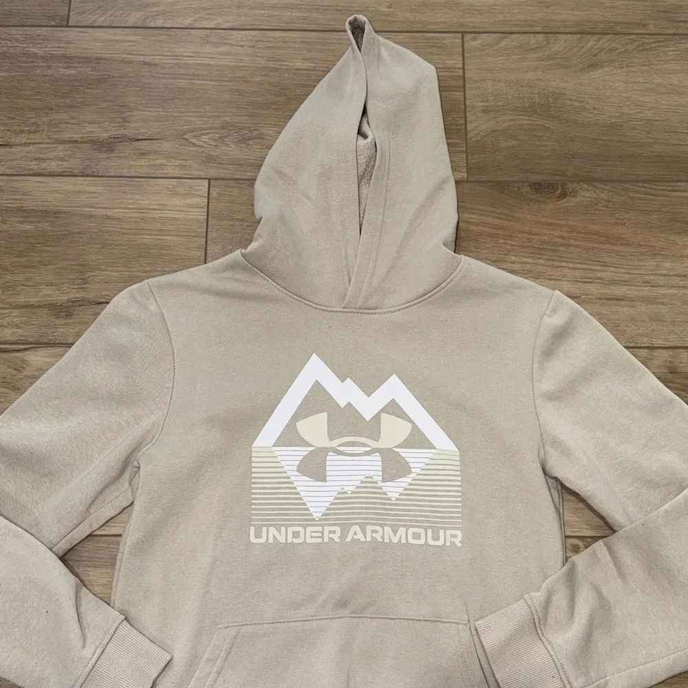 Under Armour Light Tan Hoodie with Logo youth size medium